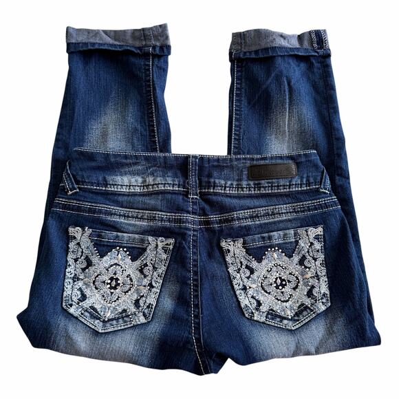Wallflower Denim - Vintage WallFlower Embellished Low Rise Capris